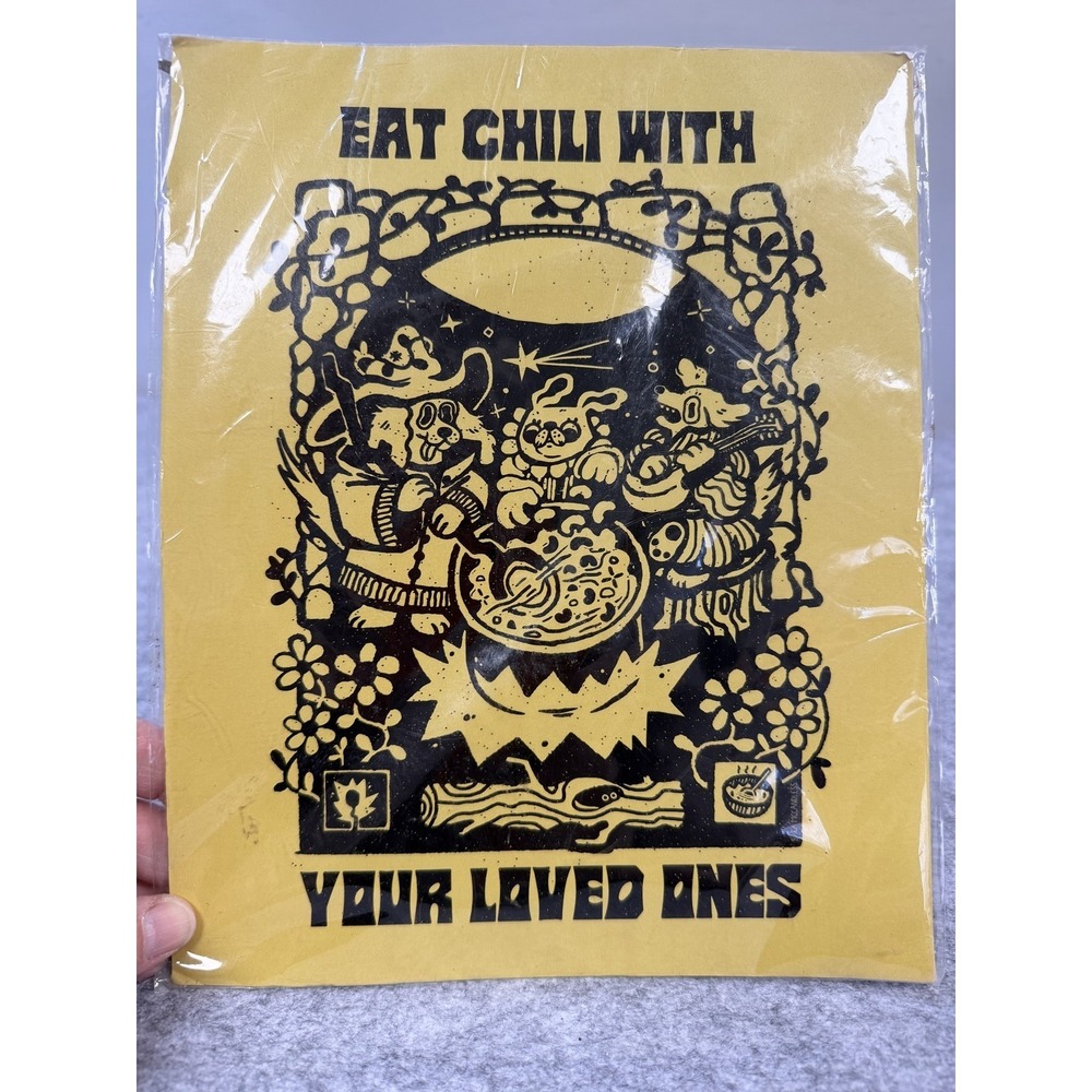 Sara McCandless Eat Chili With Your Loved Ones Art Print Yellow Black 8x10 New